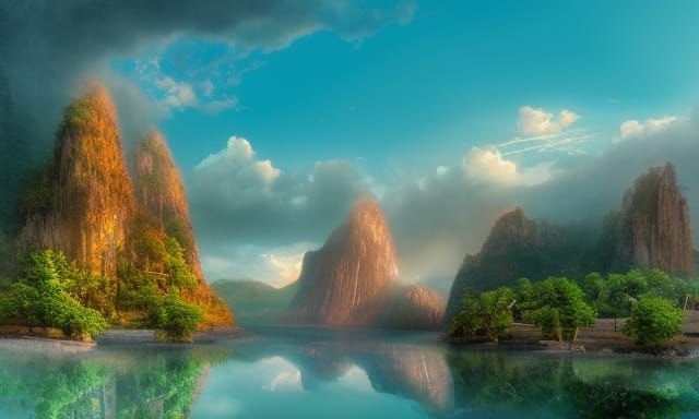 Halong Bay: Dramatic Karst Landscape, Digital Painting