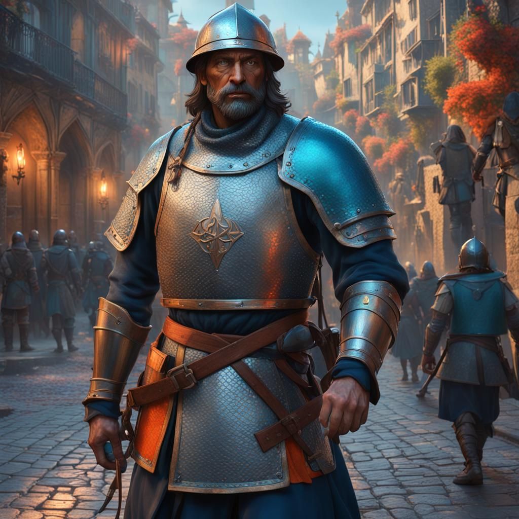 Medieval Soldier in Dark Fantasy Style