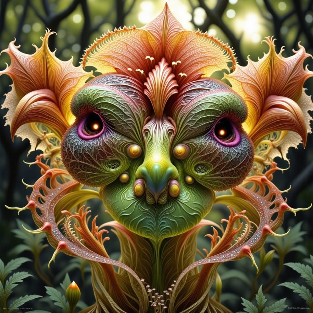 Surreal Flower Family Portrait in Ornate Style