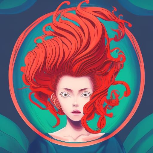 Stunning Xhosa Girl with Red Hair: Anime Style