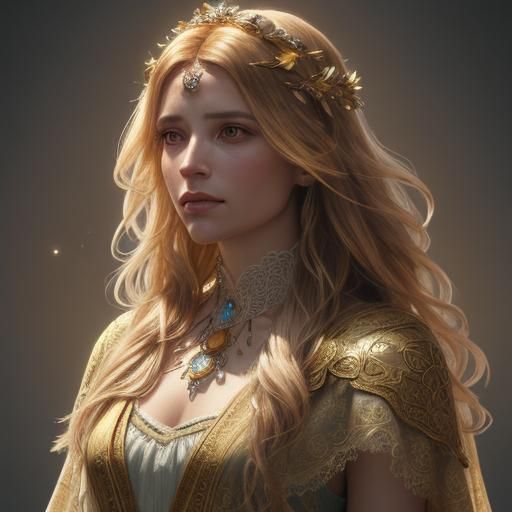 Illuminated Portrait in Art Nouveau Style