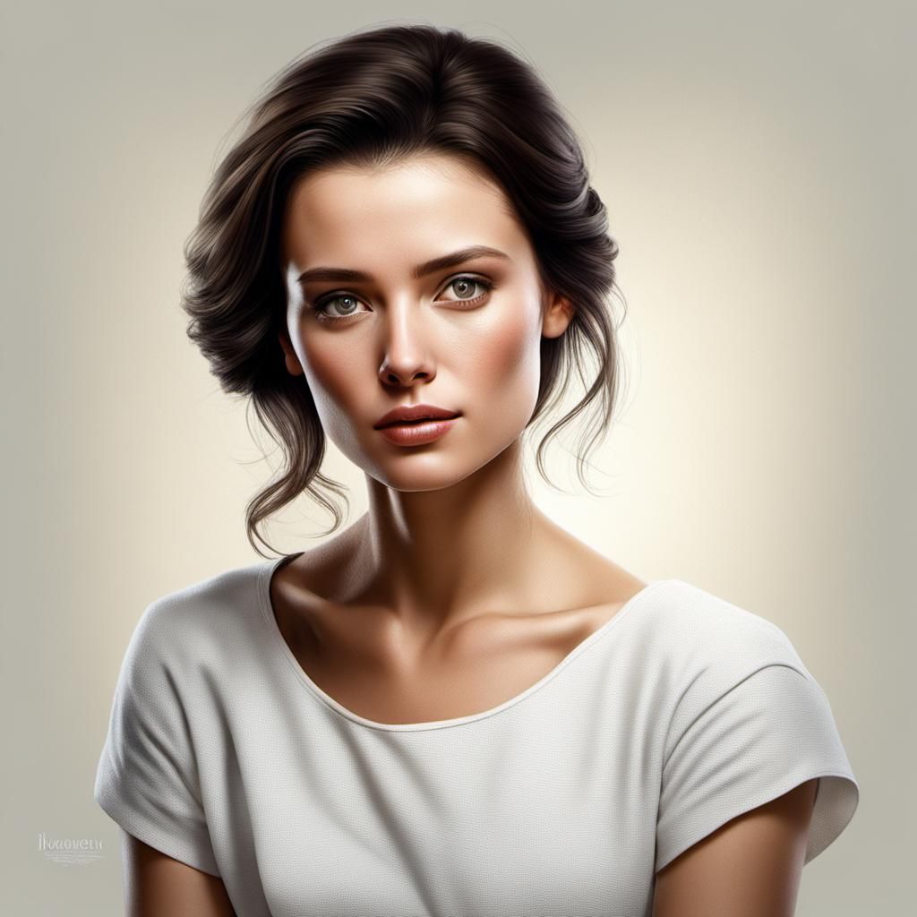 Hyperrealistic Portrait of a Beautiful Brunette Woman