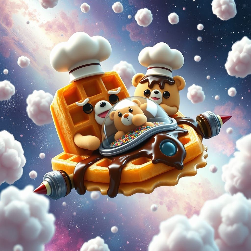 Galactic Waffle Chefs Navigate Cotton Candy Nebula