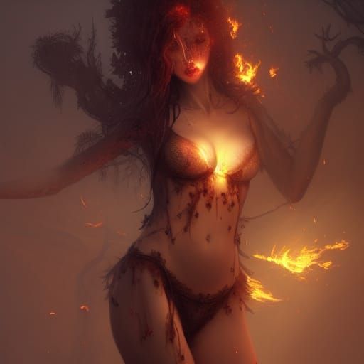Fiery Dryad: A Dark Fantasy Masterpiece