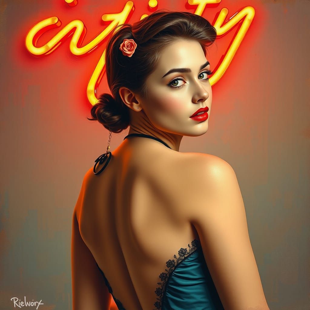 Glamorous Woman in Impasto K-Pop Style