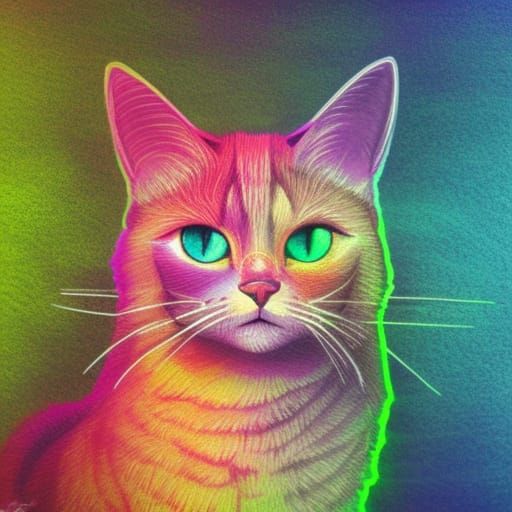 Detailed Oil Pastel Cat in Cinematic Style