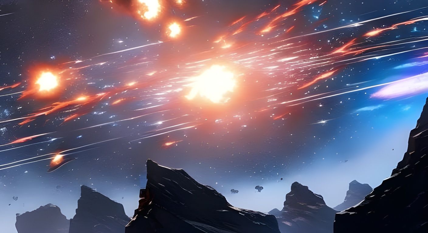 Exploding Galaxy with Starships: Hyperrealistic Concept Art