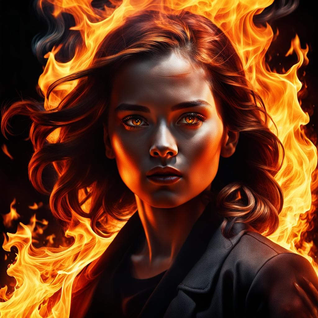Woman on Fire: AI Generated Image