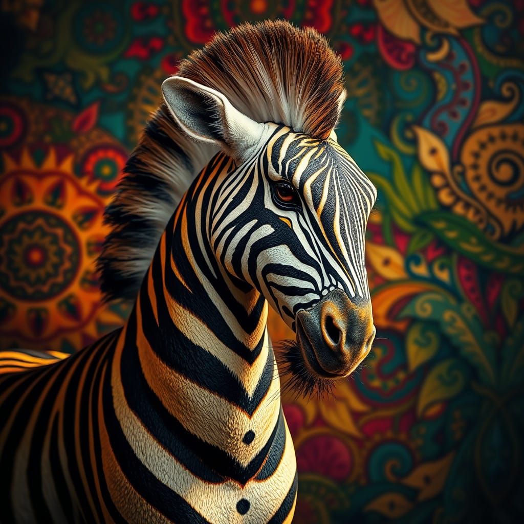 Majestic Quagga in Vibrant, Textured Landscape
