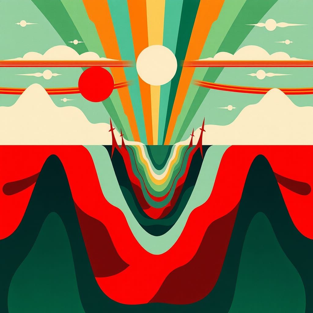 Surreal Abstract Composition in Gouache