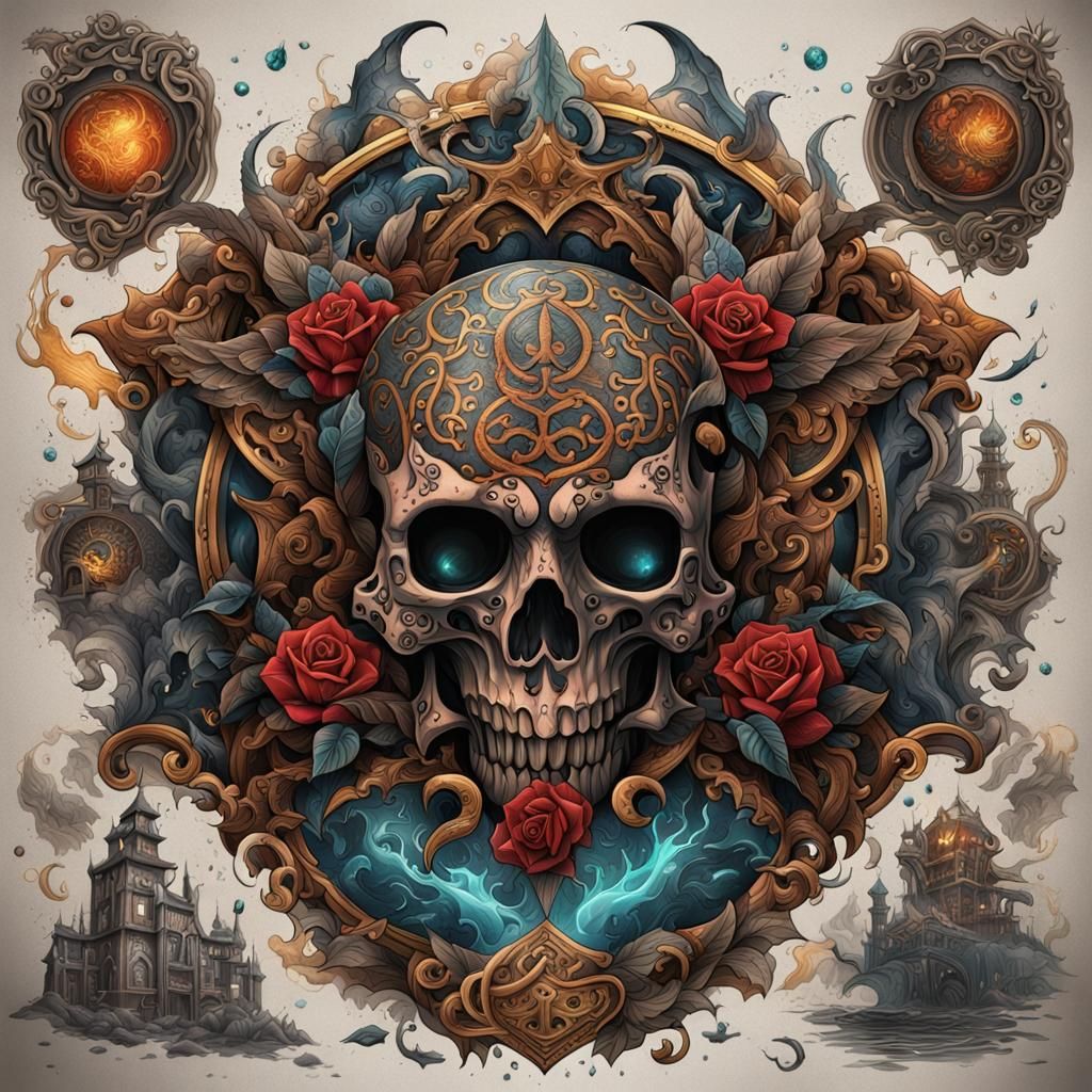 Tattoo Flash 666: Detailed Fantasy Concept Art