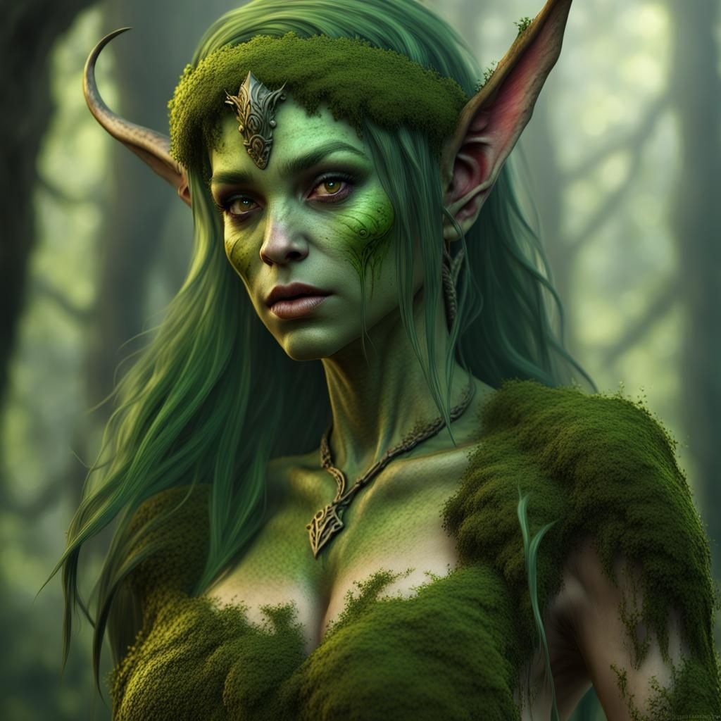 Moss-Covered Wood Elf in Detailed Fantasy Art