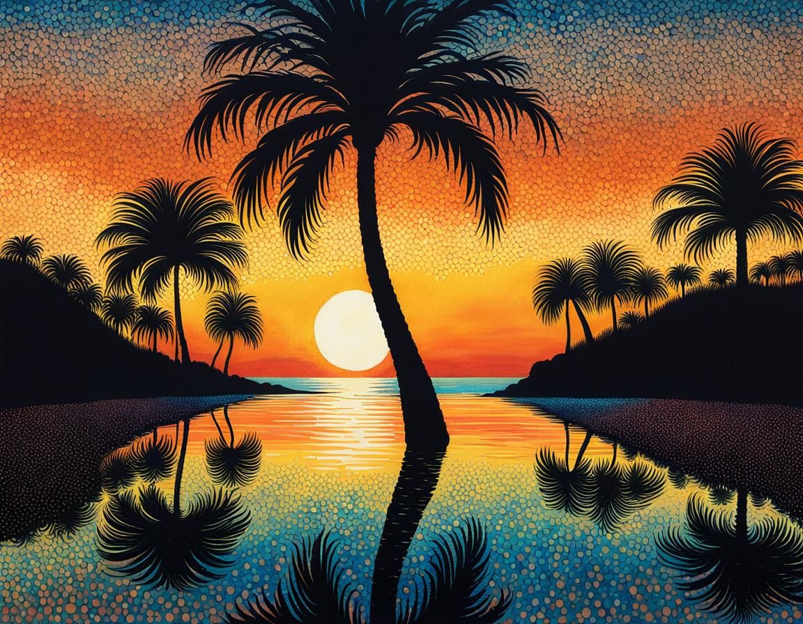 Mesmerizing Surreal Palm Tree at Golden Hour