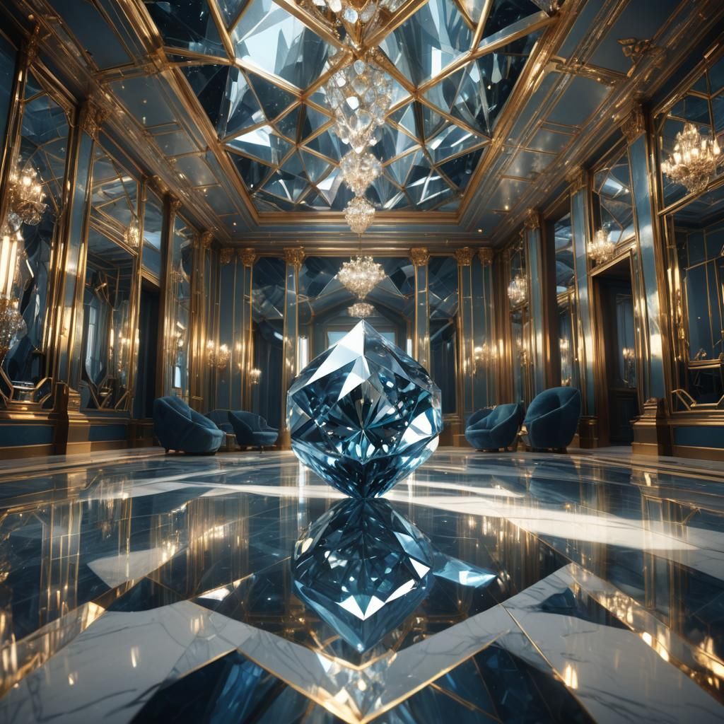 Giant Diamond Reflected in Mirrored Room