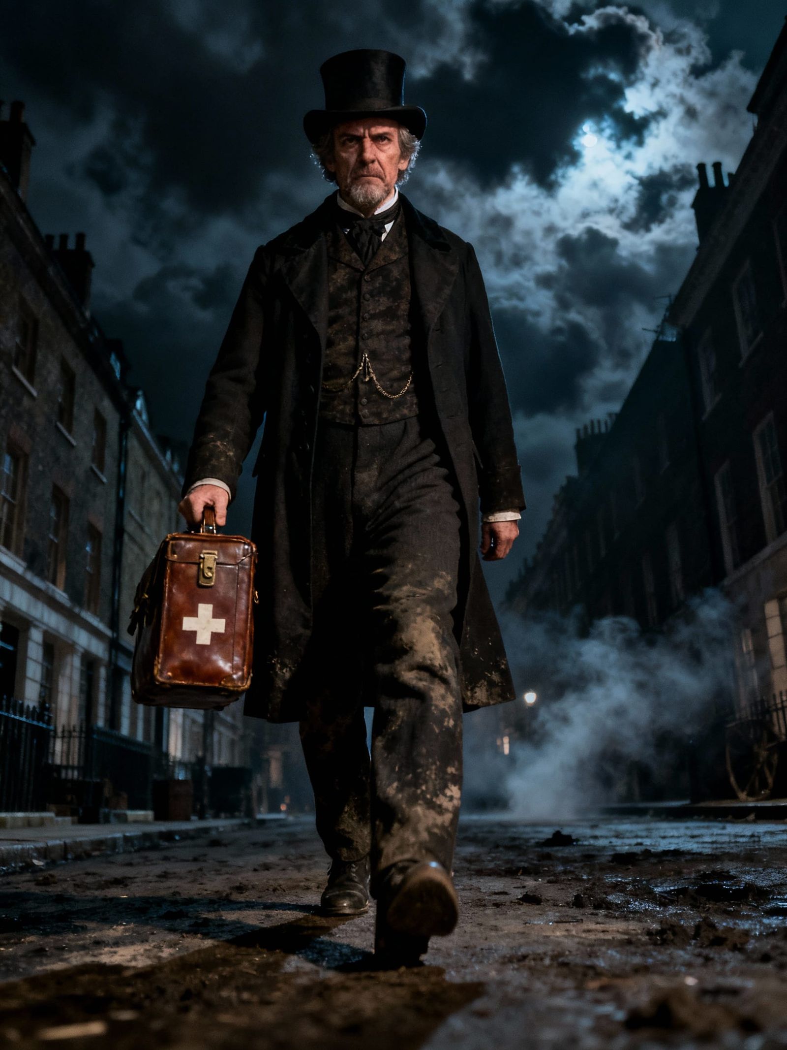 Victorian London Street Scene Noir Style