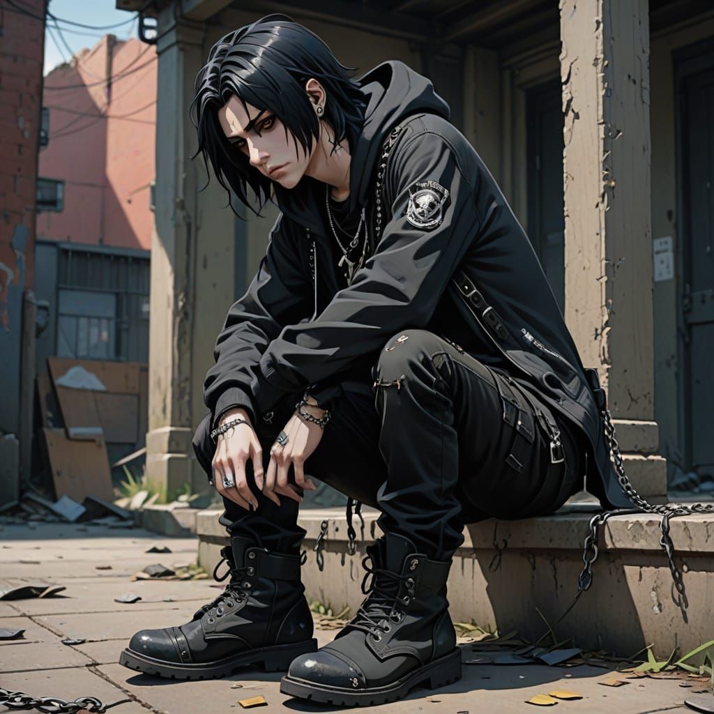 Manga-Inspired Portrait of a Young Emo Boy