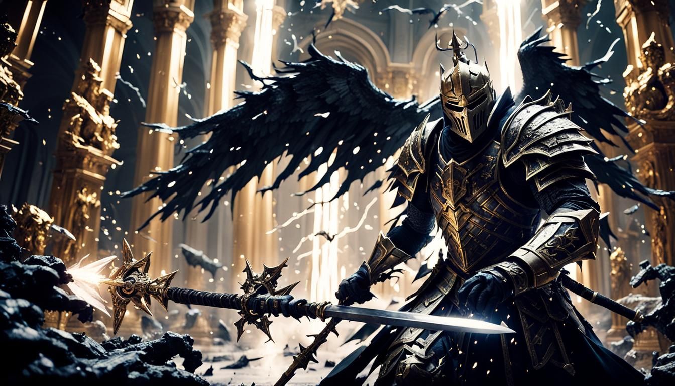 Undead Knight in Lightning Storm, Cinematic Film Still