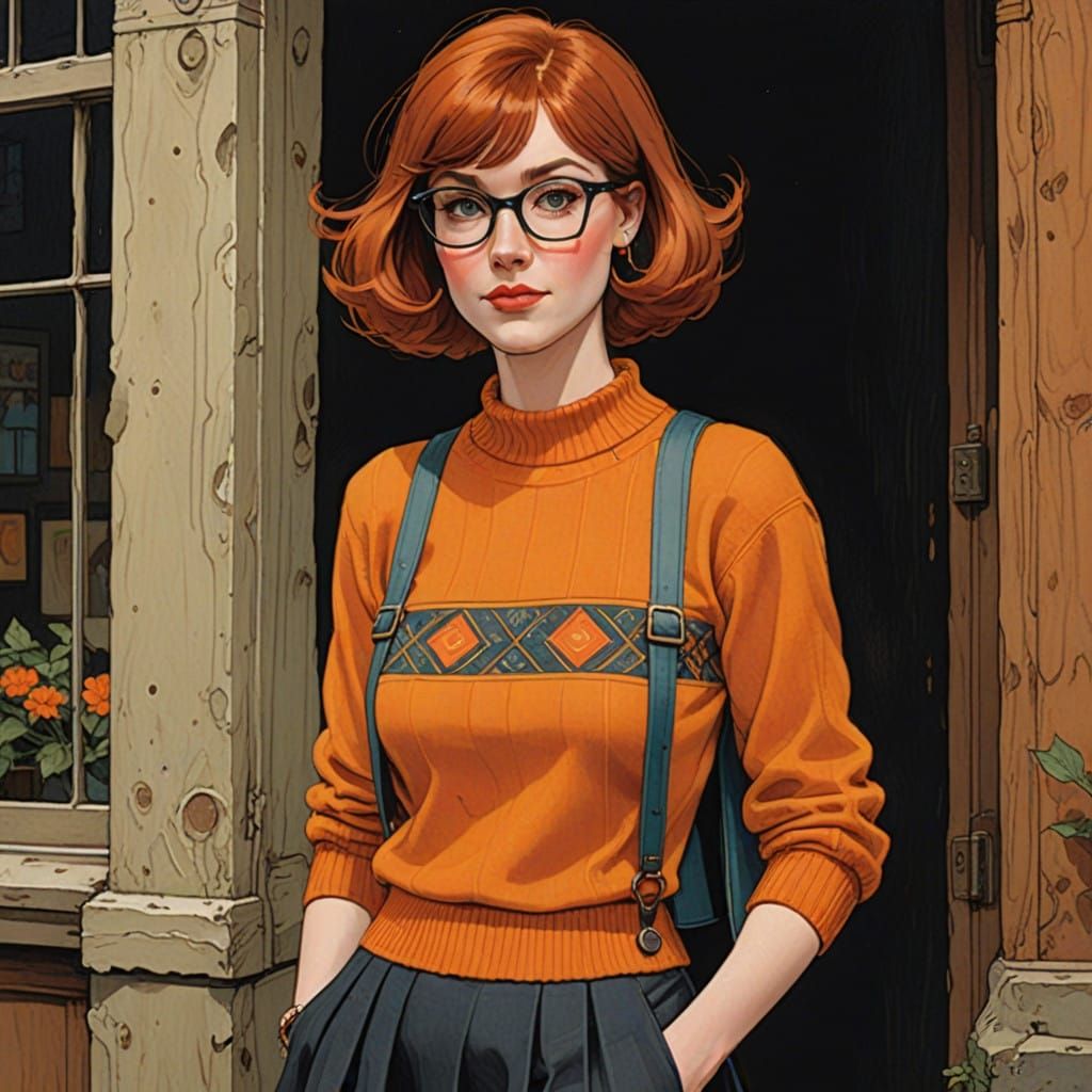 Nostalgic Cartoon-Inspired Teen Girl in Quirky Outfit