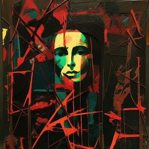 Horror Abstract Expressionism in Mixed Media