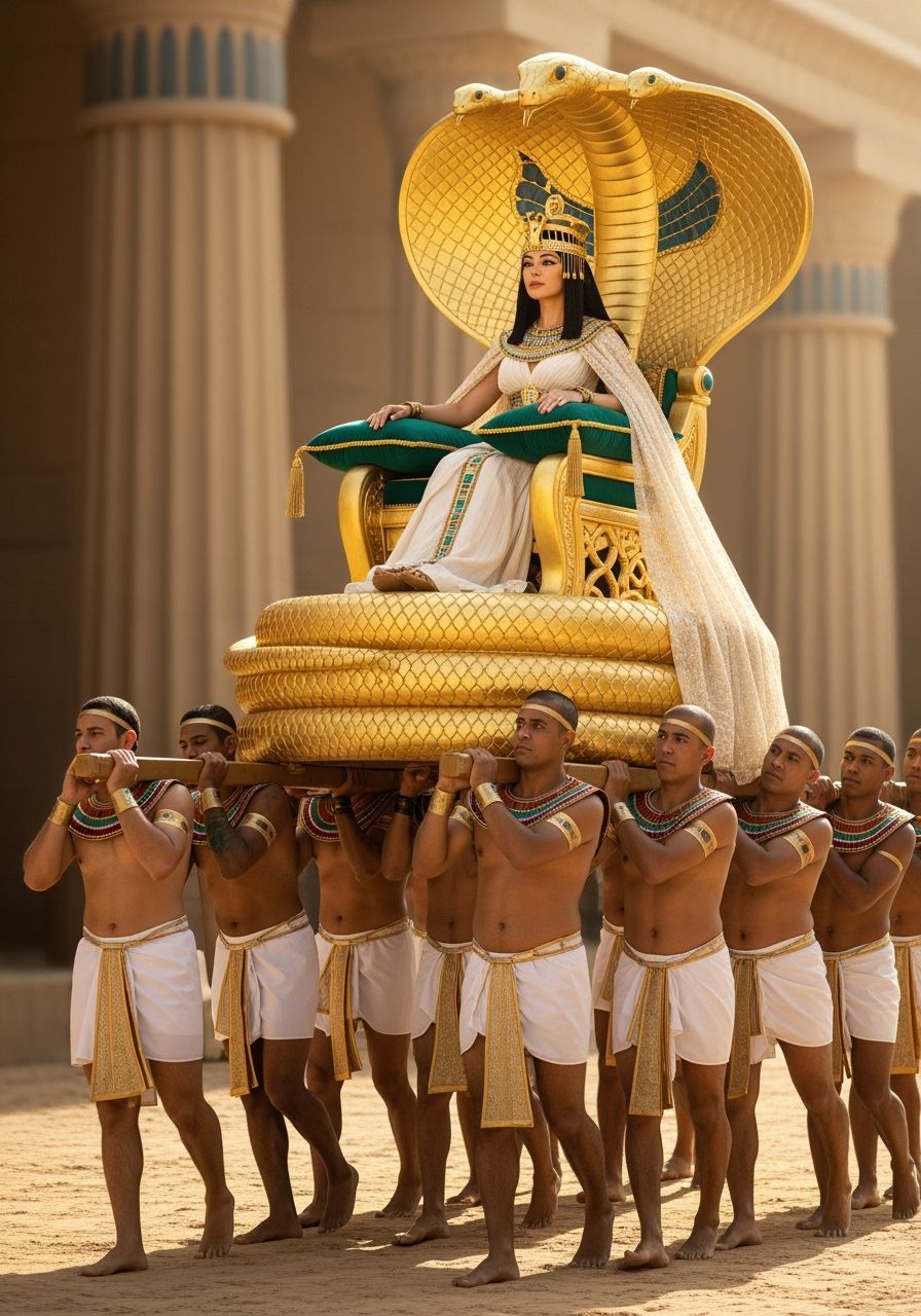 Majestic Egyptian Queen on Cobra Throne