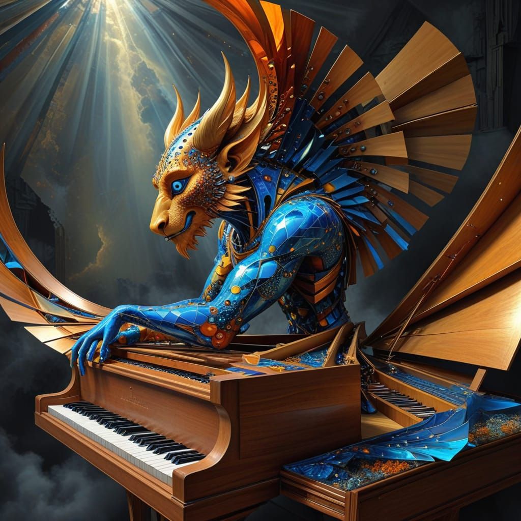 Surreal Harpsichord Masterpiece in Hyper-Realism