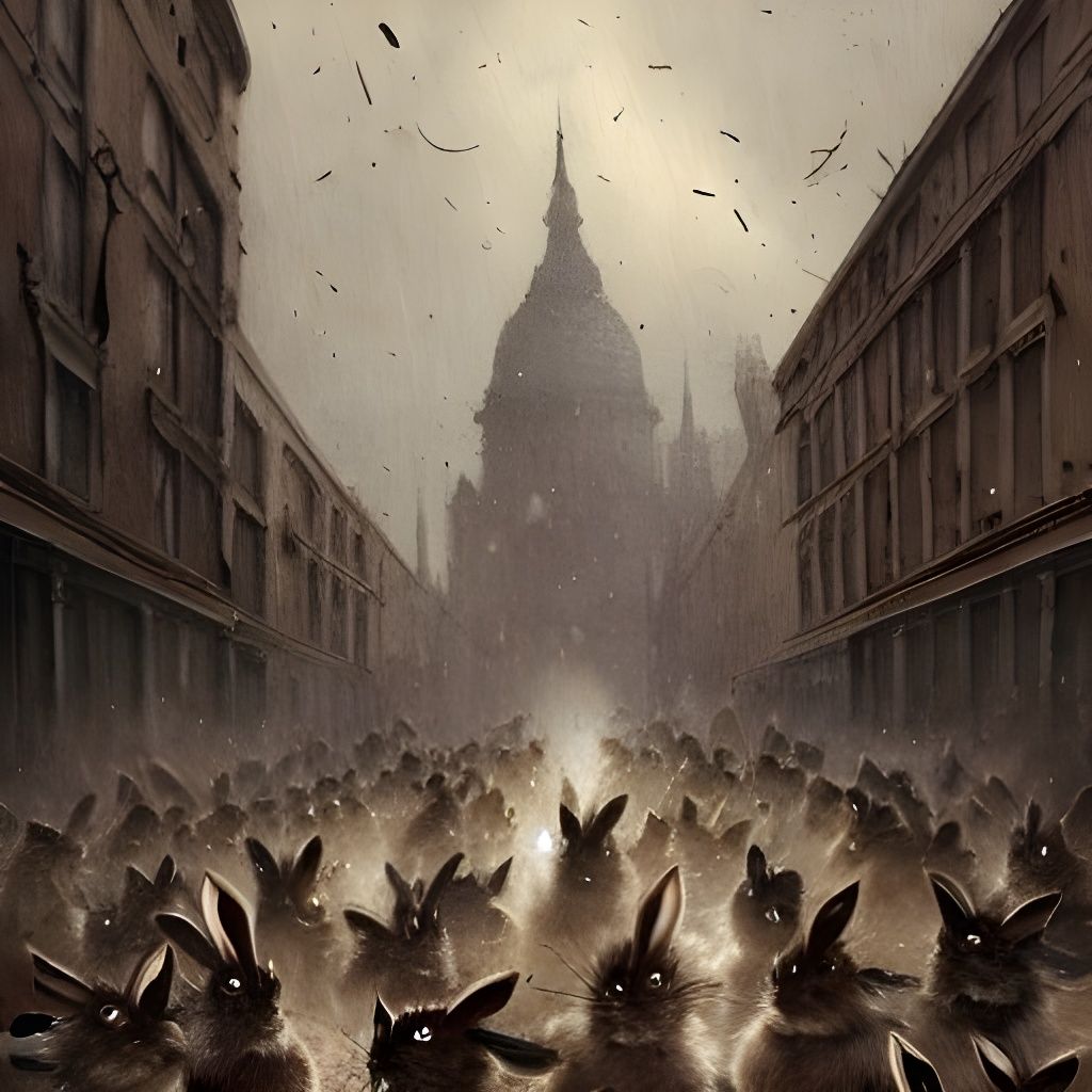 Angry Rabbits Terrorize City in Retro Horror Style