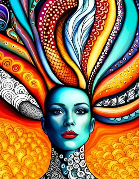 Zentangle Pattern Emerging from Smoke