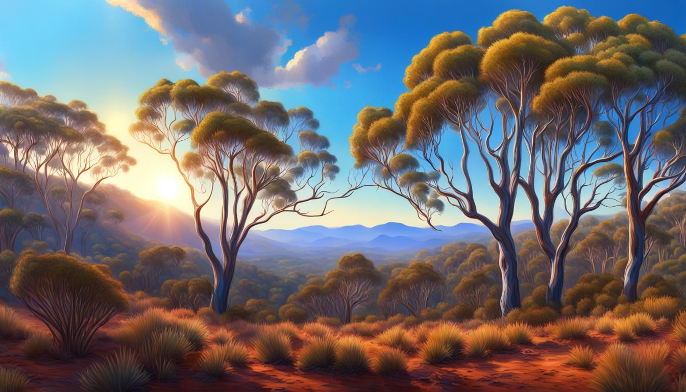 Vibrant Australian Bushland in Impressionist Style
