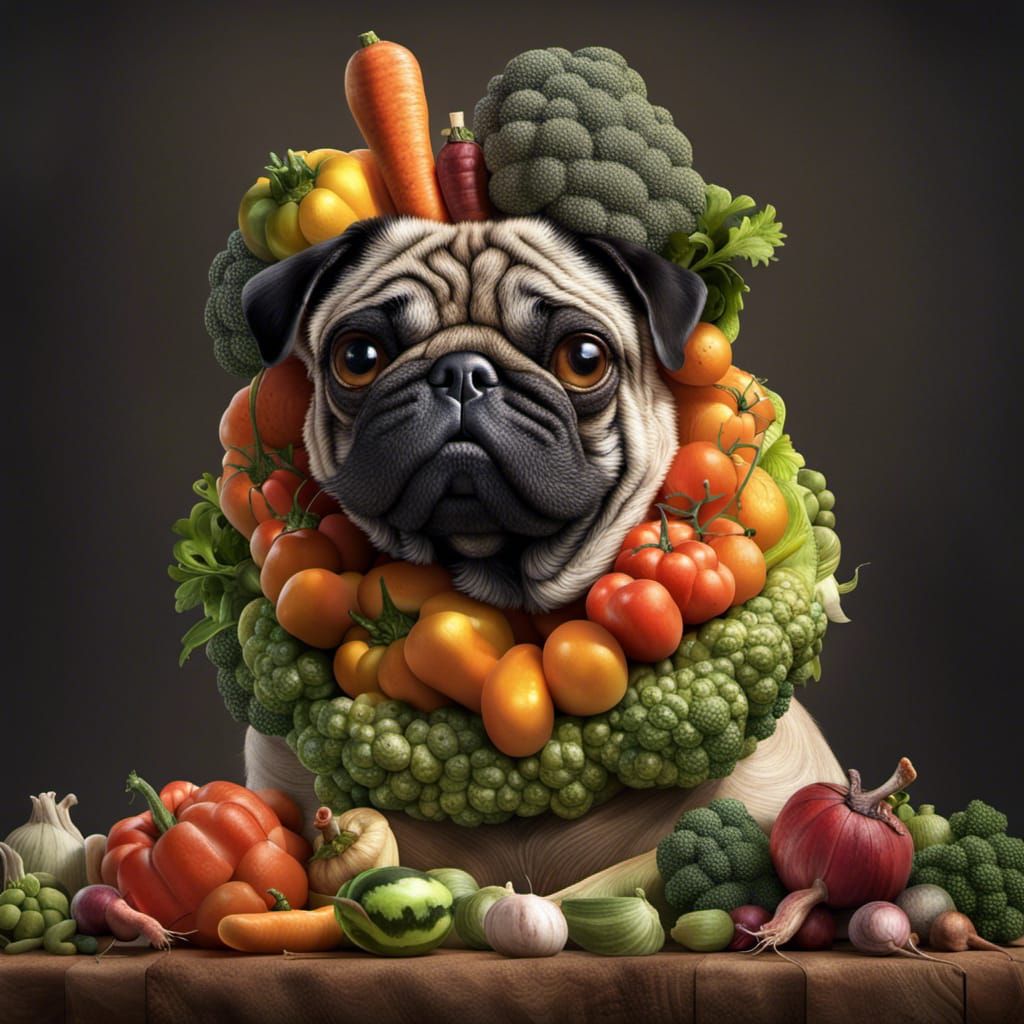 Vegetable Pug in Arcimboldo Mannerism Style