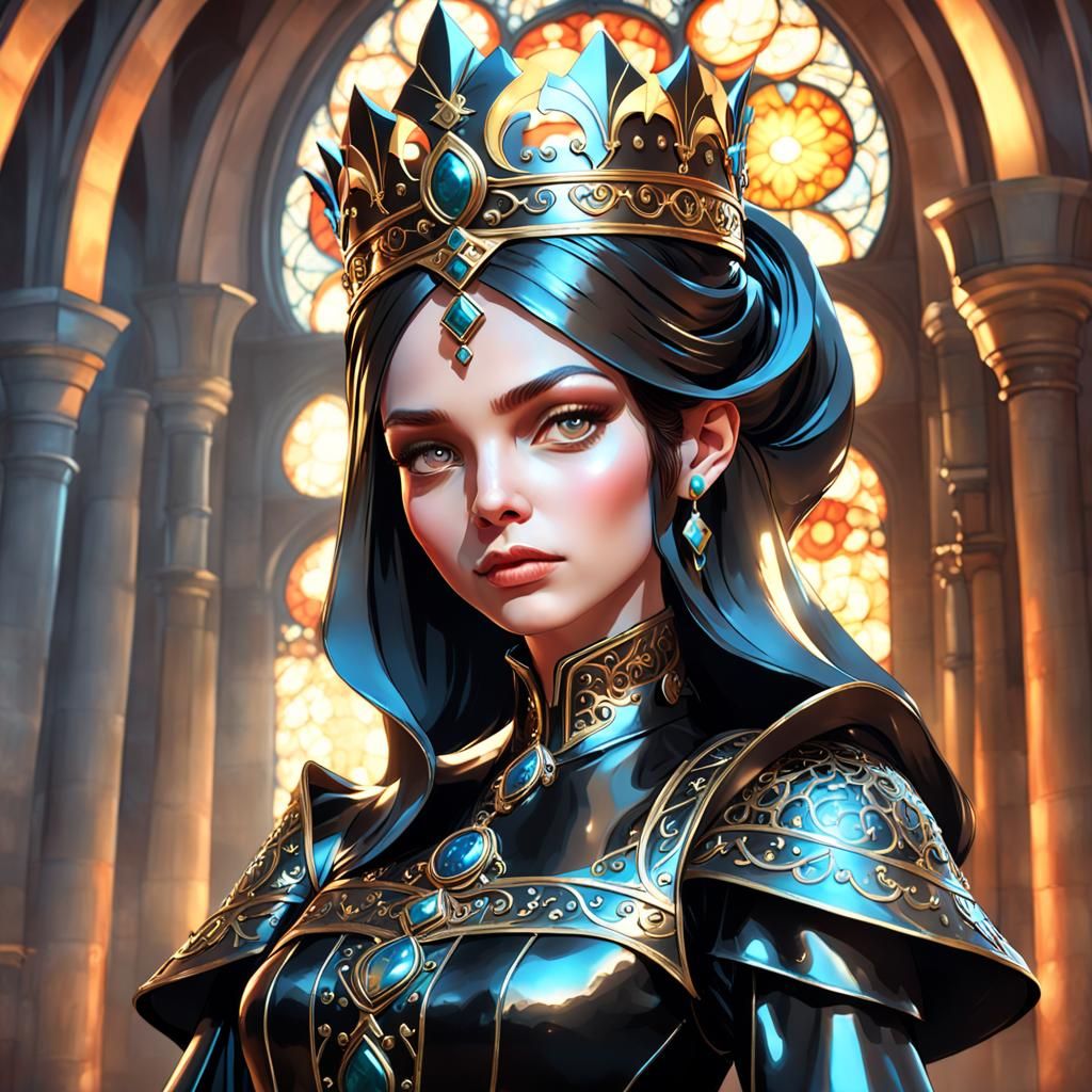 Medieval Queen in Latex: Hyperdetailed Portrait