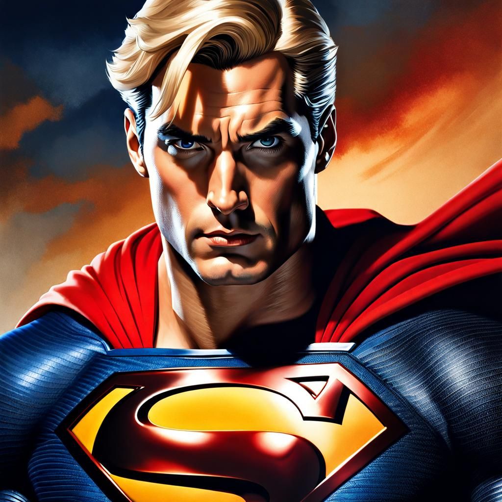 Blonde Superman in Hyperrealistic Airbrush Art