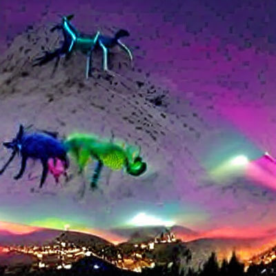 Surreal Alien Gathering on Mountain