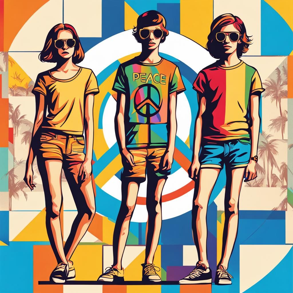 Peace Sign on the Beach in Pop Art Style
