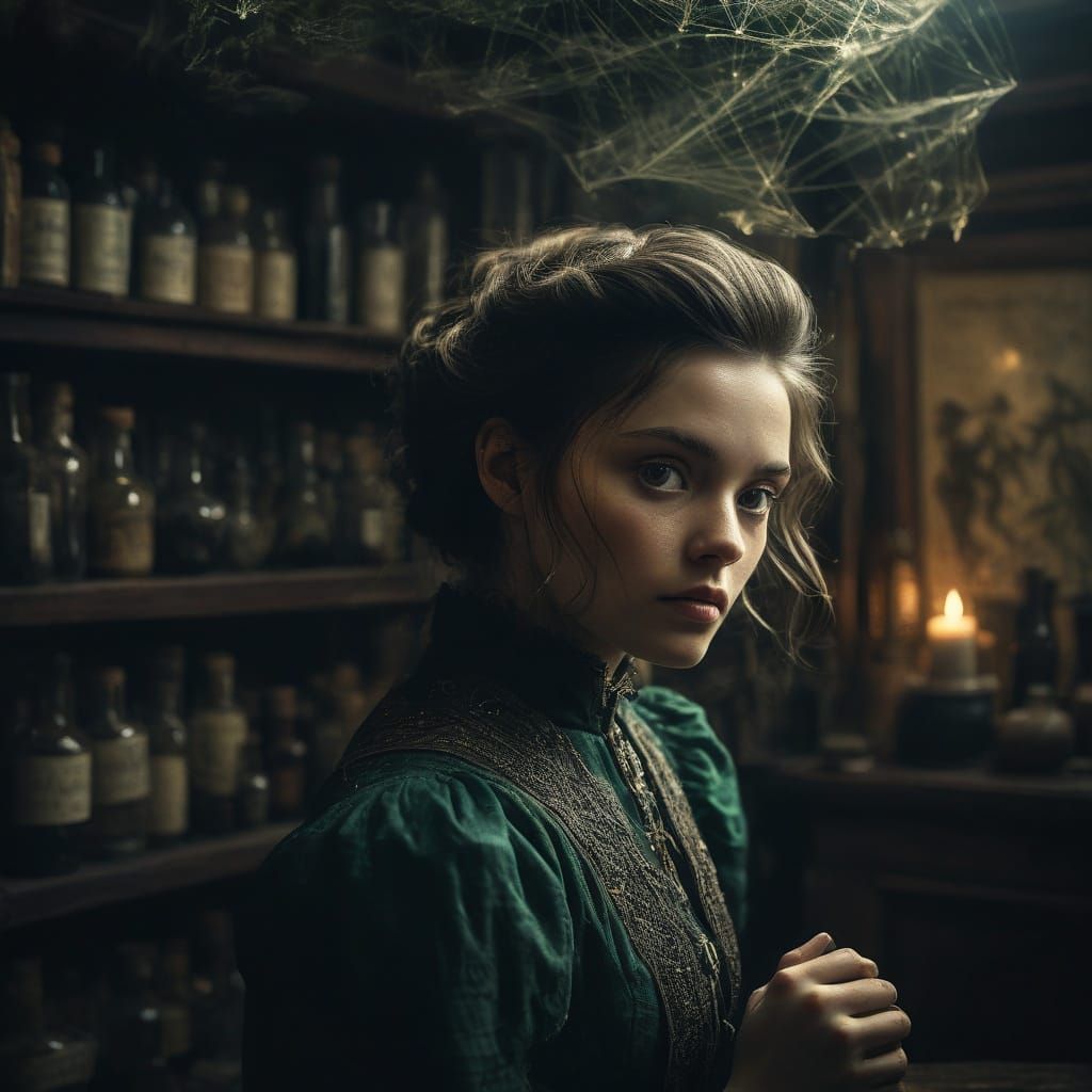 in the backroom of the apothecary