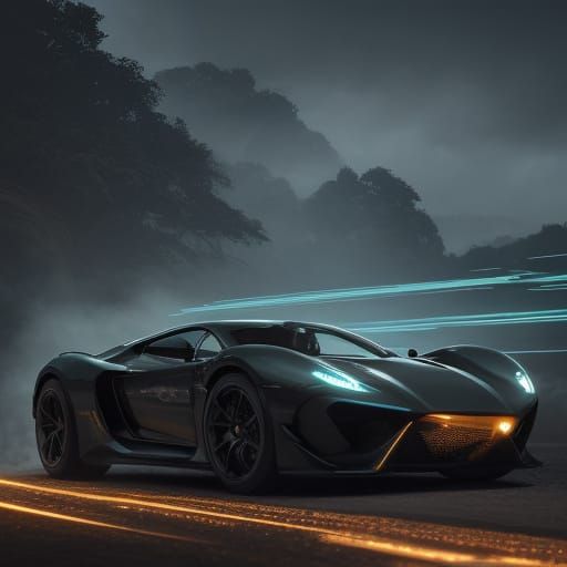 Futuristic Car with Bioluminescent Glow in Murraypunk Style