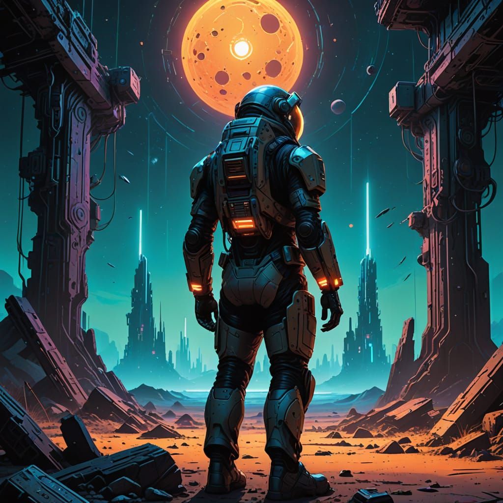 Astronaut Finds Glowing Artifact in Gothic Spaceship Graveya...