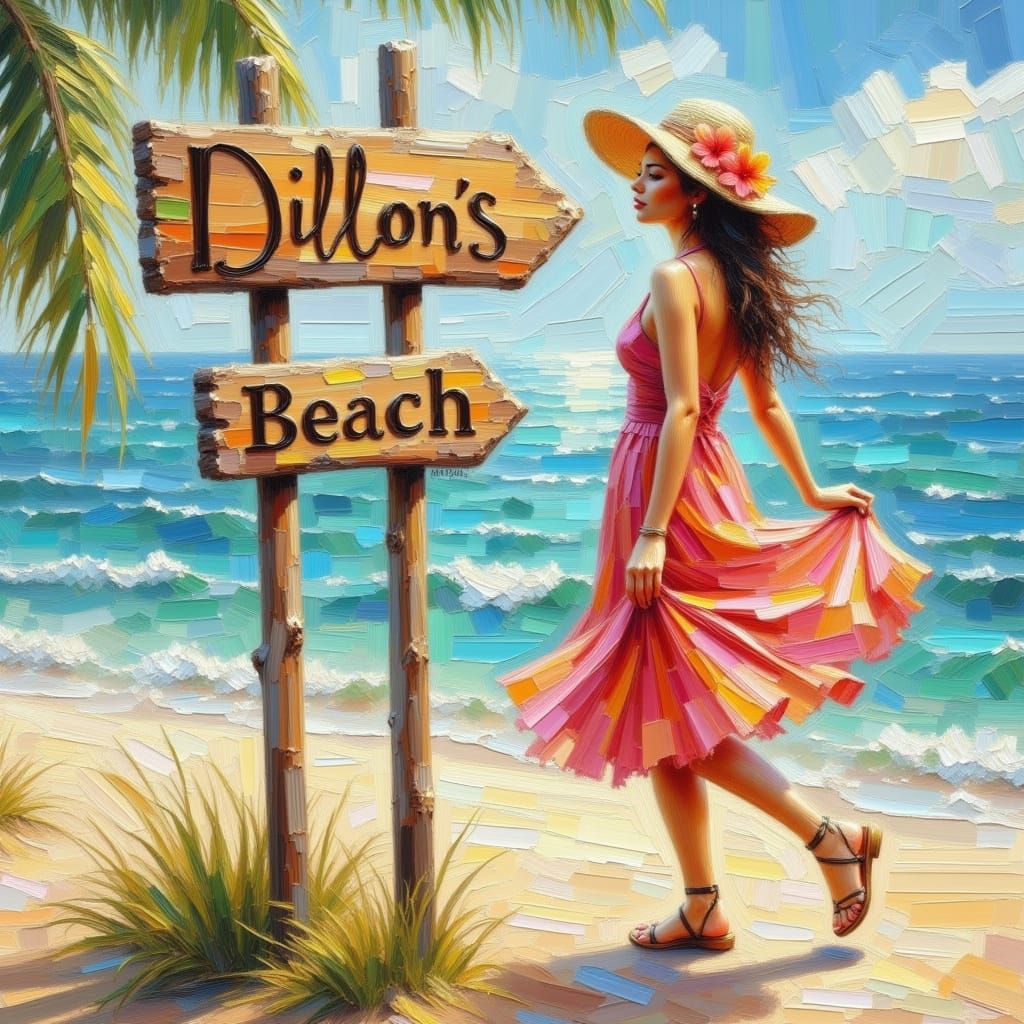 Hawaiian Beauty at Dillon's Beach: Impasto Painting