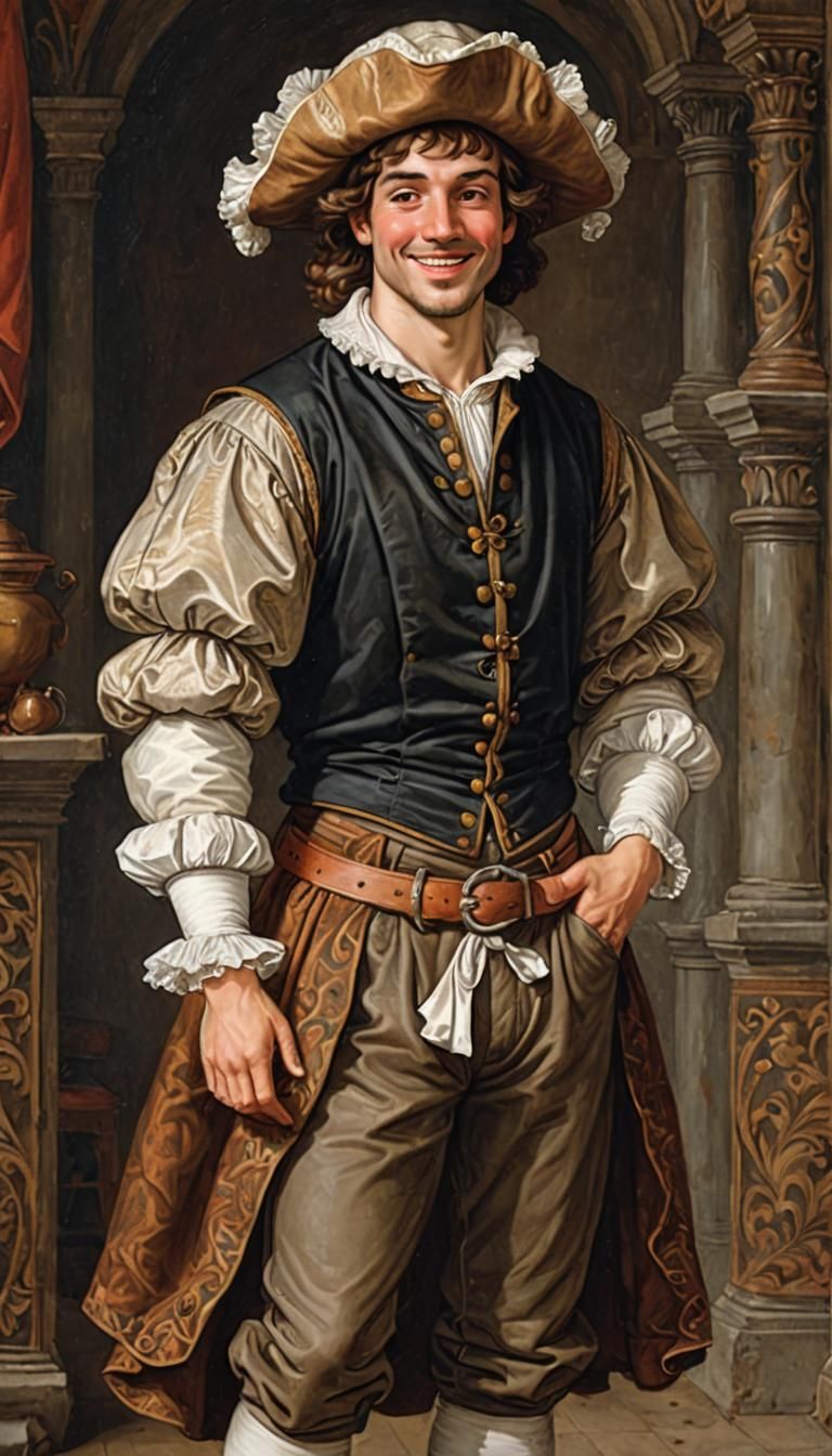 Renaissance Man Portrait with Puffy Clothing
