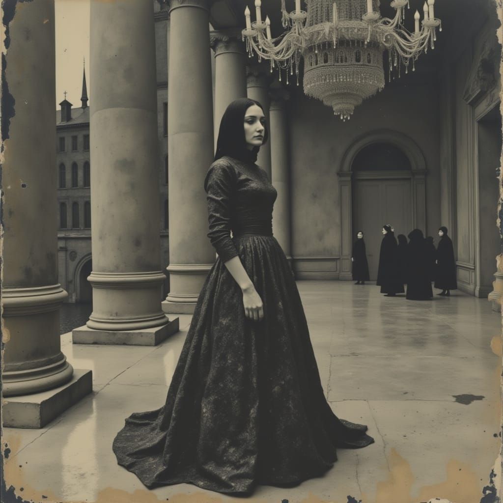 Elegant Woman in Ballroom, Sargent-Inspired Portrait