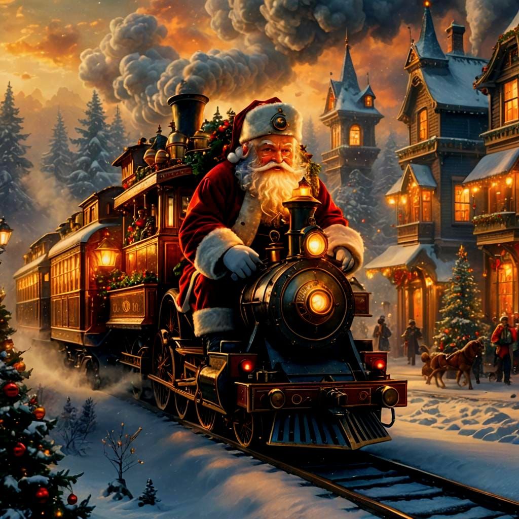 Santa's Elegant Steampunk Christmas Train Journey