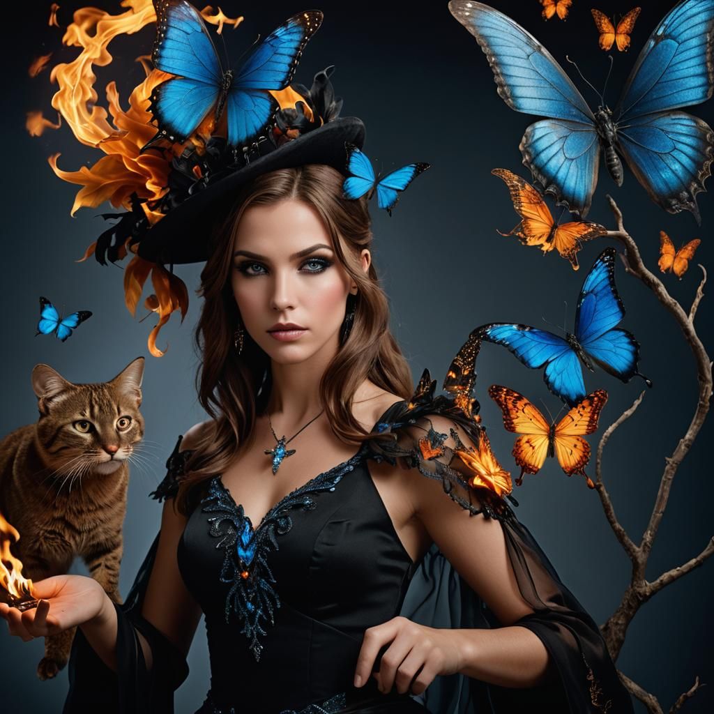 Magician Girl Portrait with Animal Aura