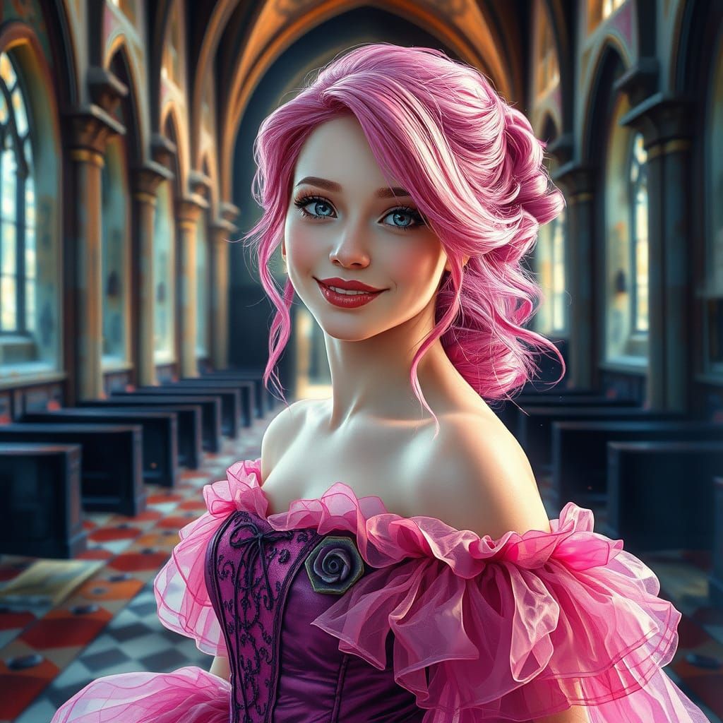 Gothic Princess in Watercolor Style Portrait