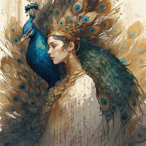 Peacock Princess: A Fantastical Portrait