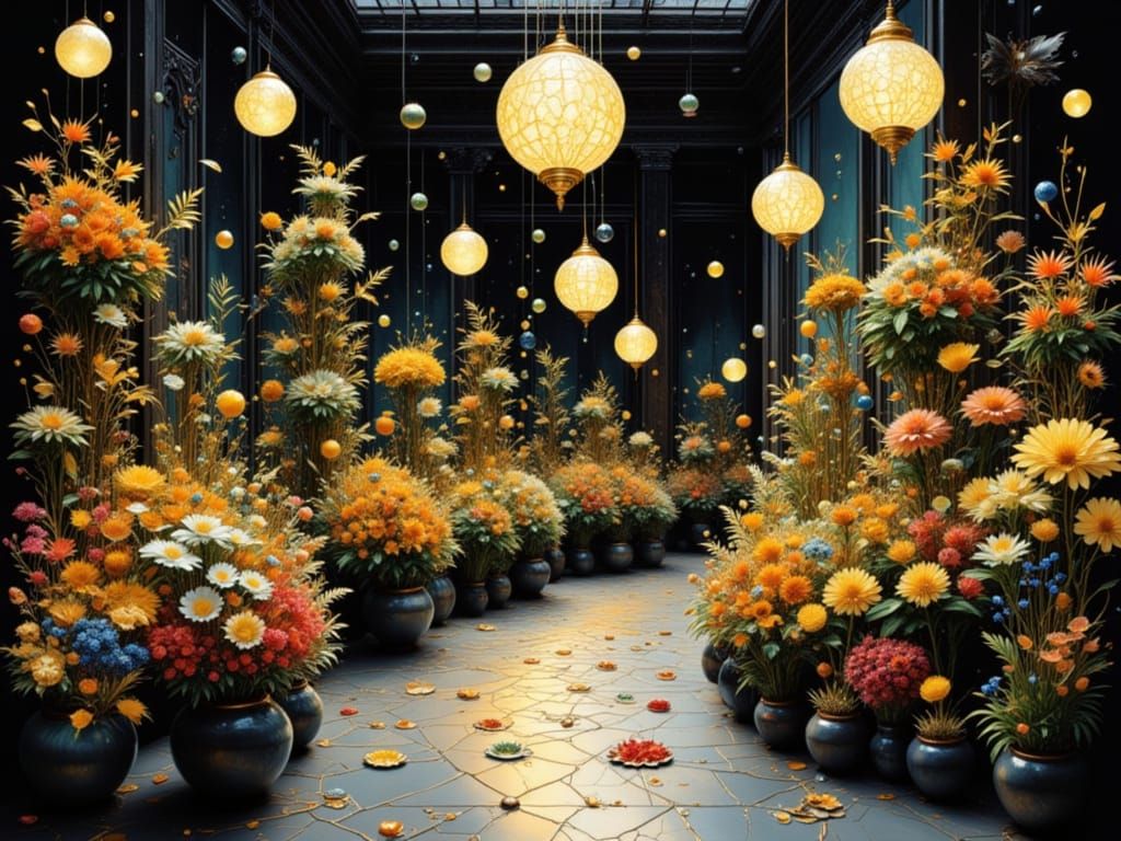 Medieval Florist Shop with Gold and Ink Details