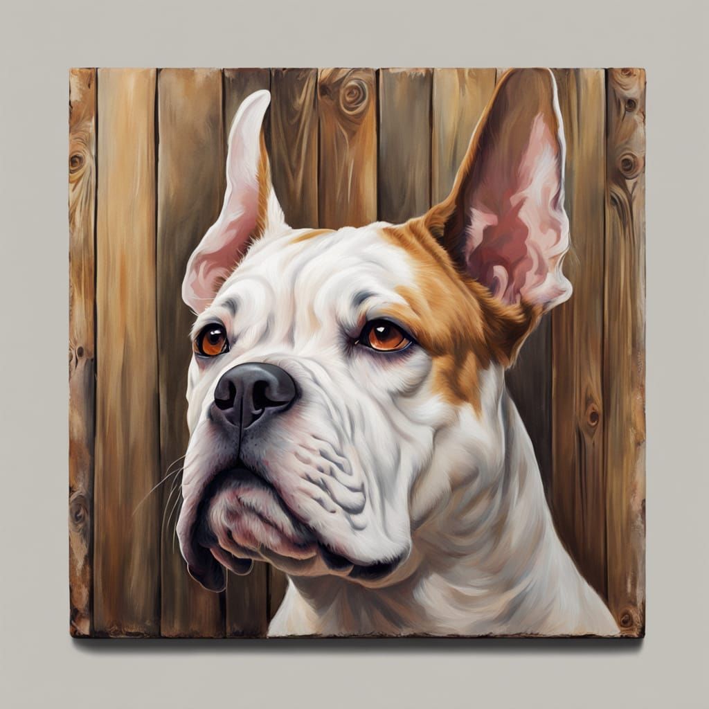 American Bulldog Portrait in Warm Oil Painting Style
