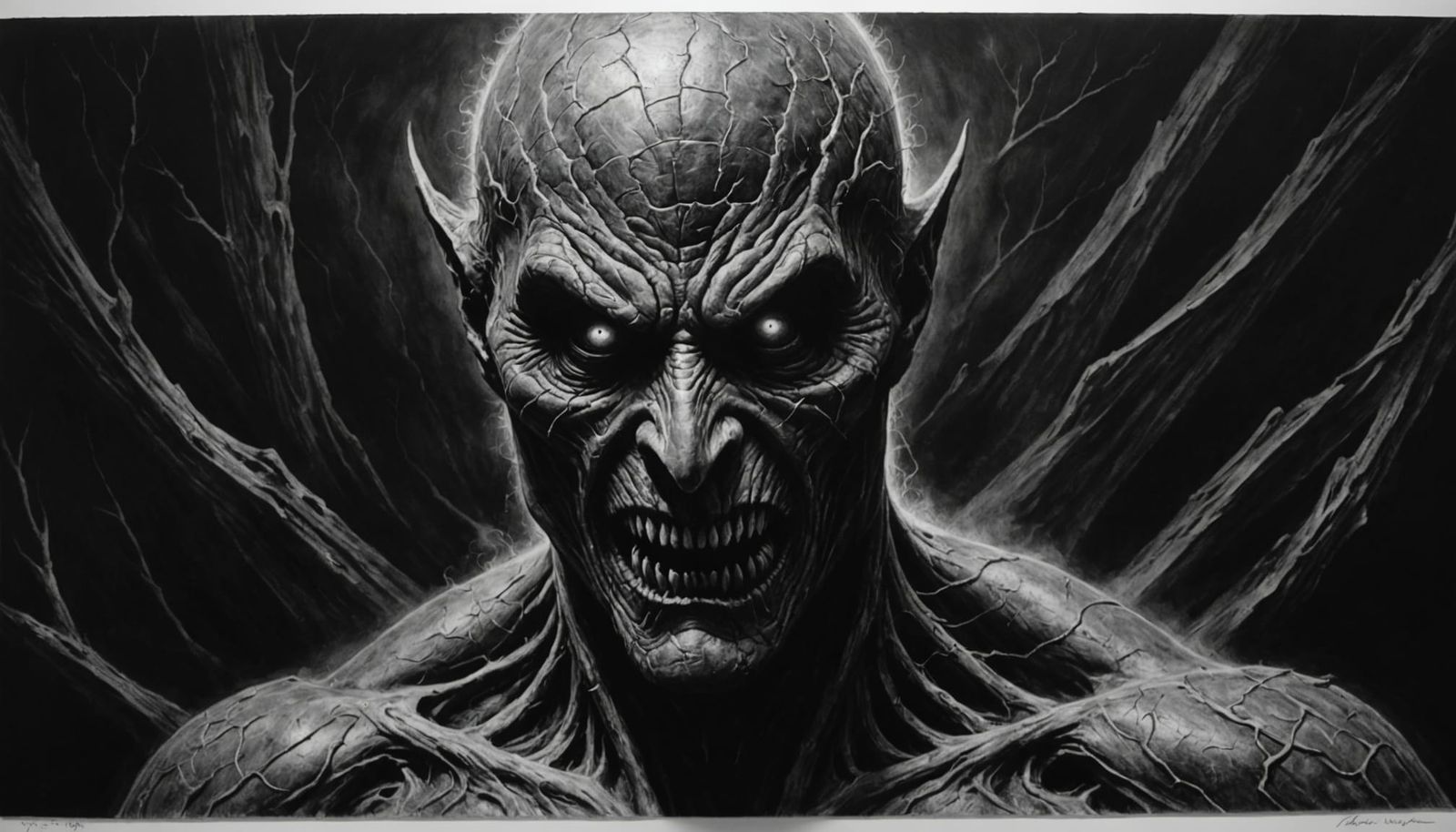 Hyperdetailed Boogeyman in Charcoal Drawing