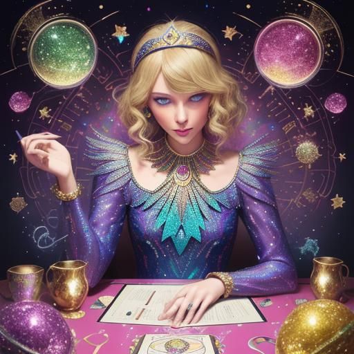 Whimsical Tarot Reader in Candy Art Style