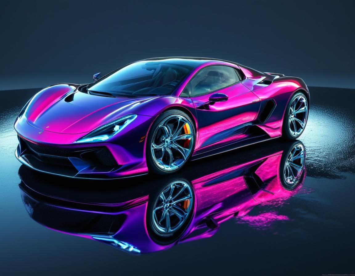 Metallic Car in Hyperrealistic Close-Up