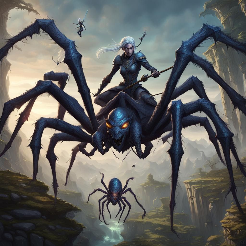 Drow Elf Riding Giant Spider