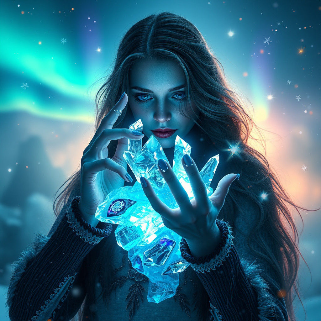 Ice Magic Sorceress in Norway, Digital Art